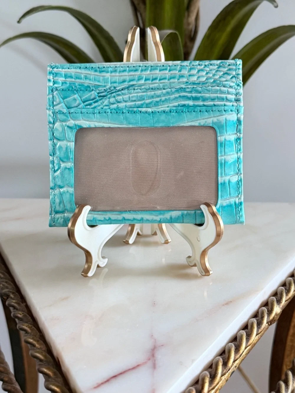 🩵🩵 Brahmin Dusty Blue Cheryl Small Slim CC ID Pocket Wallet Preowned 🩵🩵